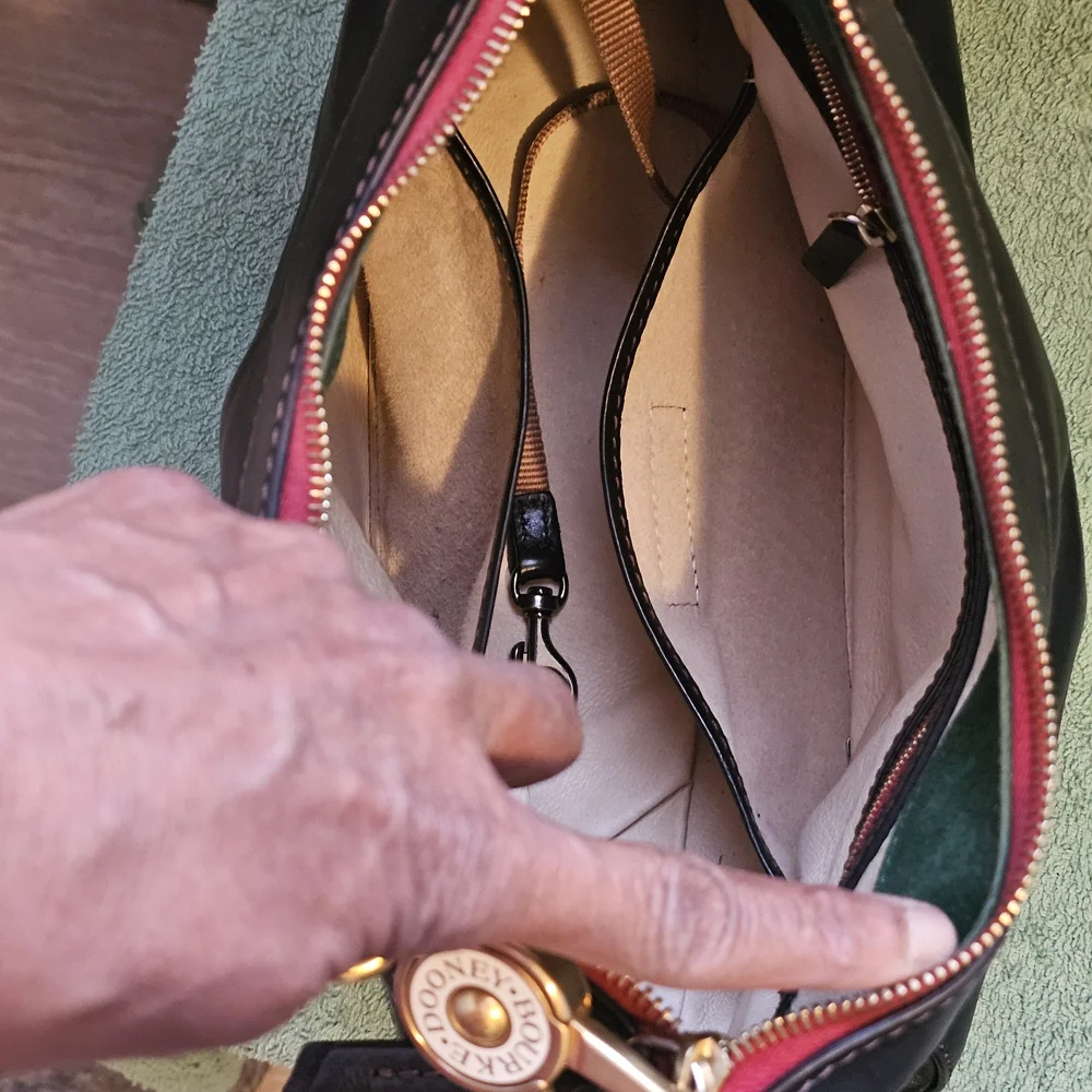 Dooney & Bourke Florentine Black Leather Bag with Unique Shoulder Strap - Picture 14 of 16